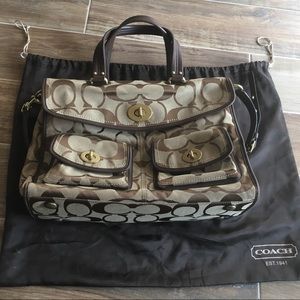 Coach Hampton laptop briefcase bag brown signature